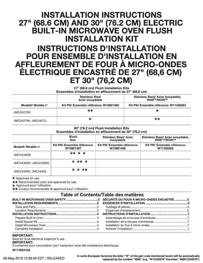 Image de la première page du manuel de l'appareil JMC2427IM