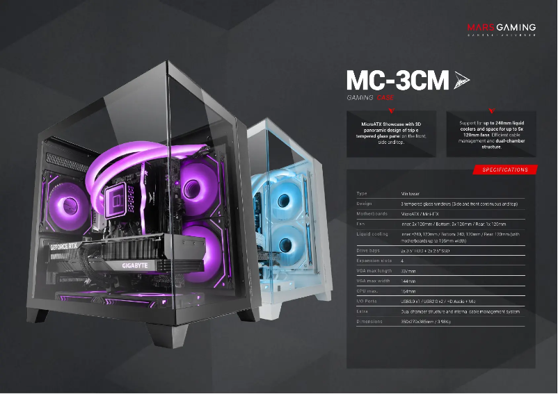 Page 1 de la notice Fiche technique Mars Gaming MC-3CM