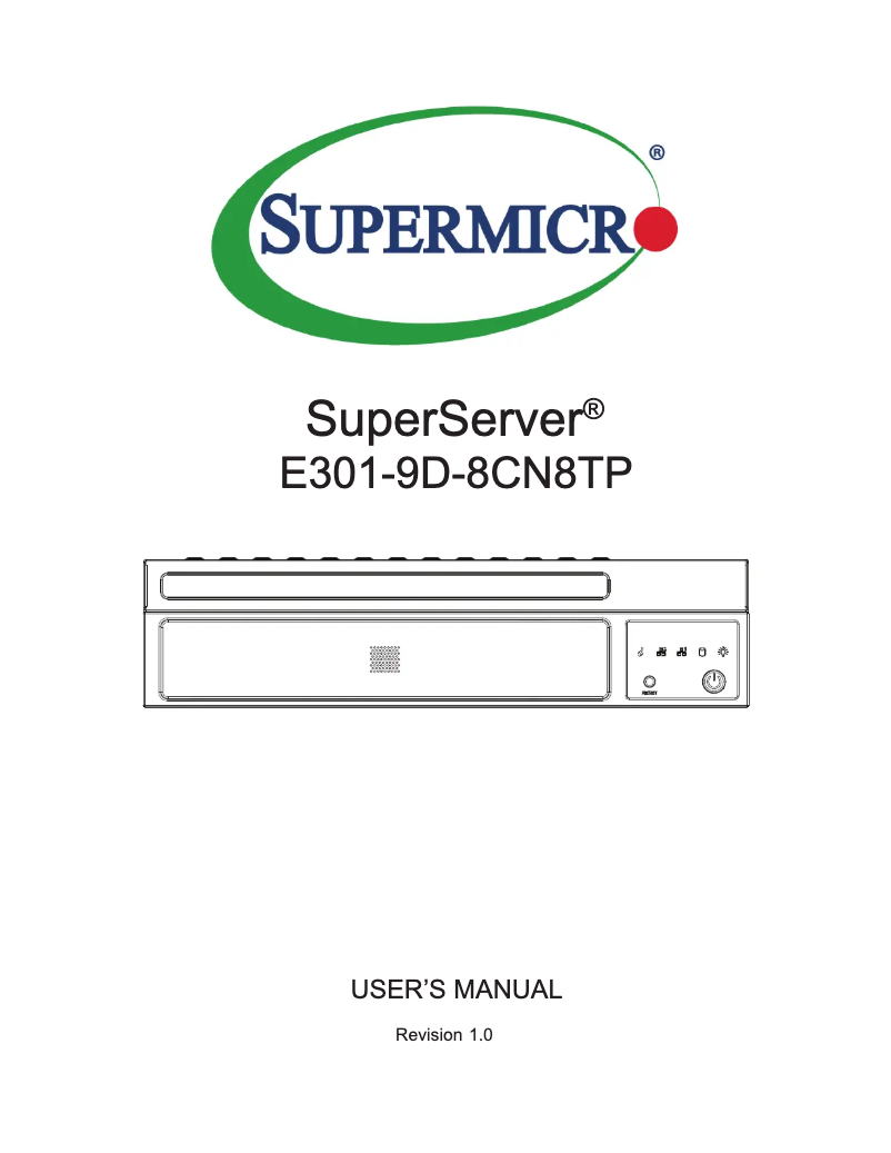 Image de la première page du manuel de l'appareil SuperServer E301-9D-8CN8TP
