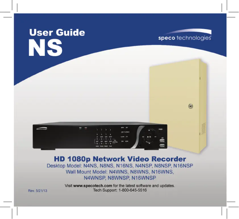 Page 1 de la notice Manuel utilisateur Speco Technologies N8NSP