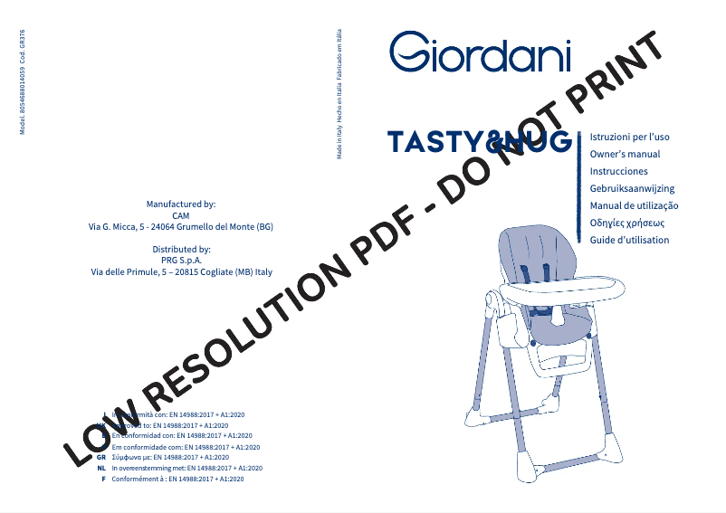 Page 1 de la notice Manuel utilisateur Giordani Tasty Hug