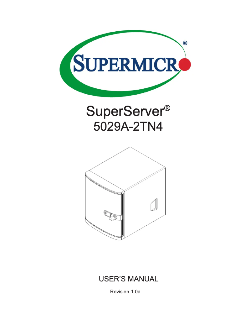 Page 1 de la notice Manuel utilisateur Supermicro SuperServer 5029A-2TN4