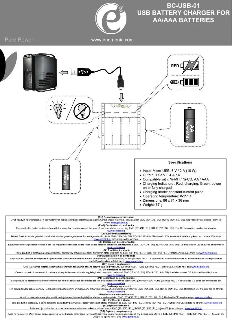 Imagen de la primera página del manual del dispositivo BC-USB-01