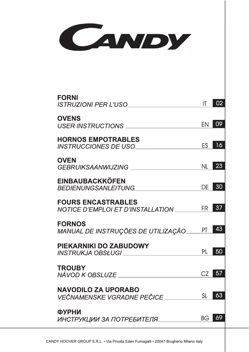 Page n°1 - Manuel utilisateur Candy FCC614GH