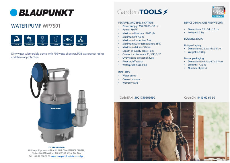 Página 1 del manual Ficha técnica Blaupunkt WP7501