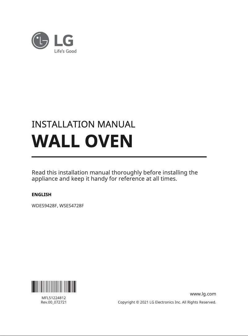 Página 1 del manual Guía de instalación LG WSES4728F