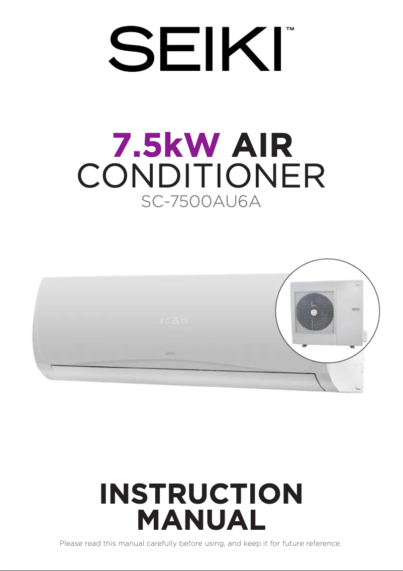 Image de la première page du manuel de l'appareil SC-7500AU6A