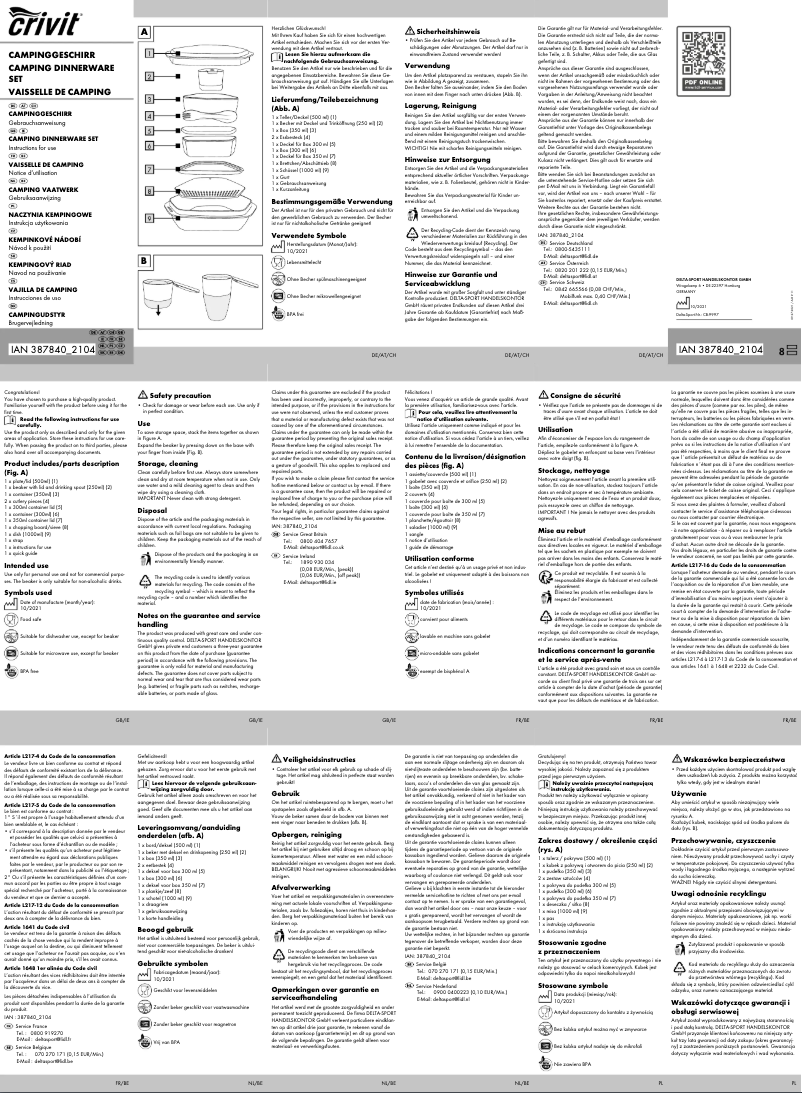 Page n°1 - Manuel utilisateur Crivit IAN 387840