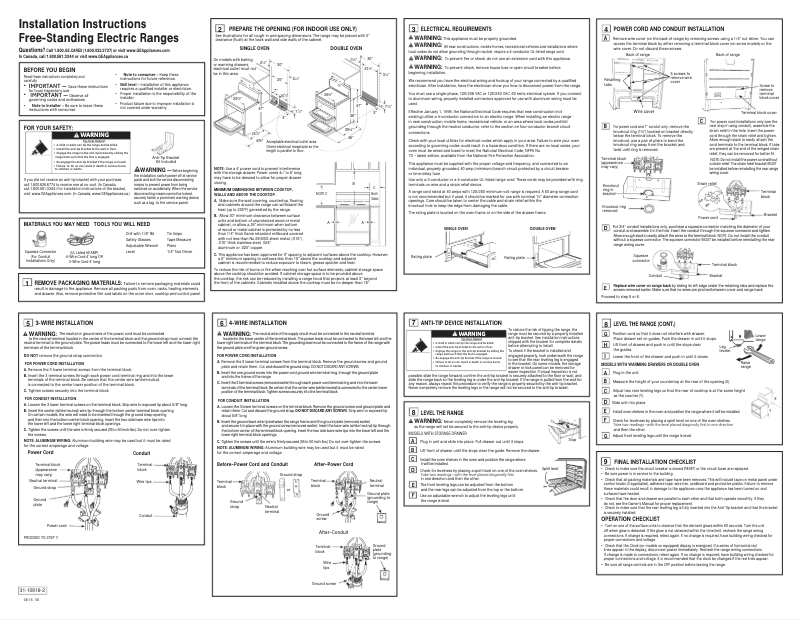 Page n°1 - Guide d'installation GE JB640DFCC