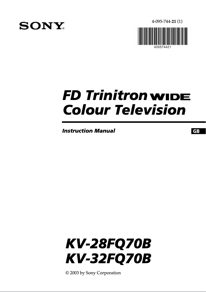 Page 1 de la notice Manuel utilisateur Sony KV-32FQ70B