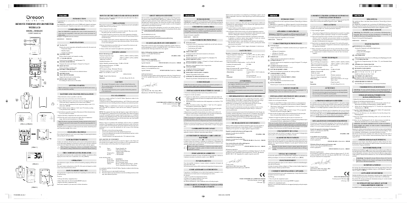Page n°1 - Manuel utilisateur Oregon Scientific THGR228N