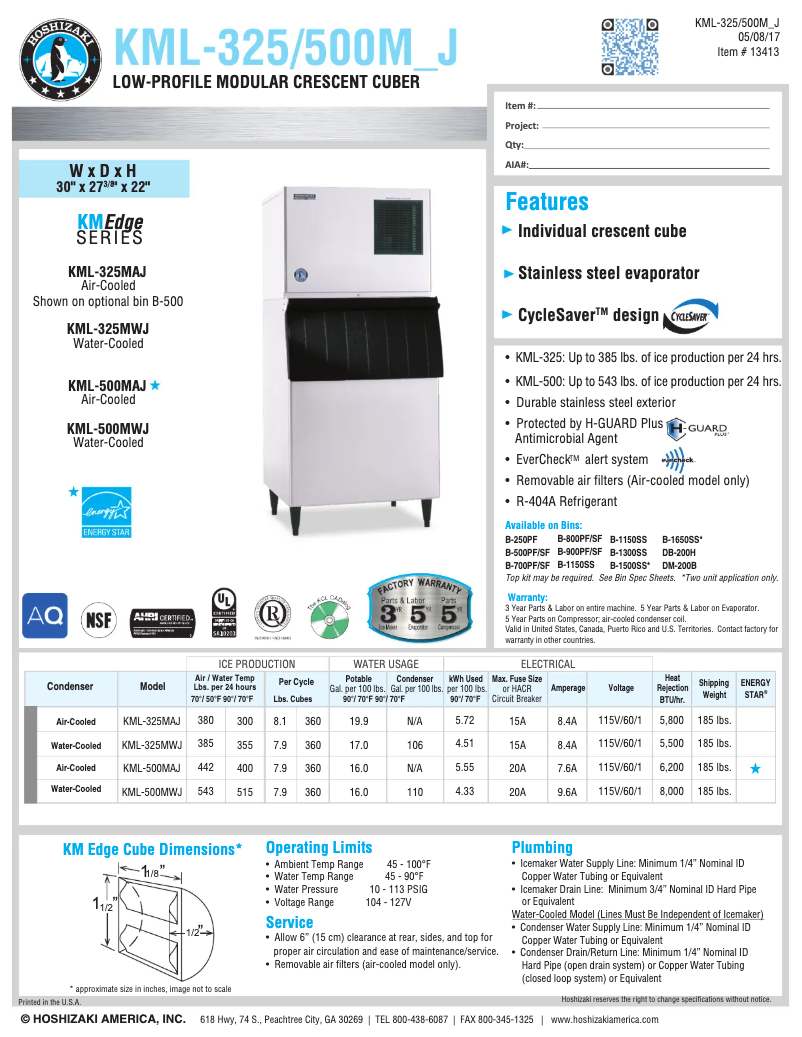 Image de la première page du manuel de l'appareil KML-500MAJ