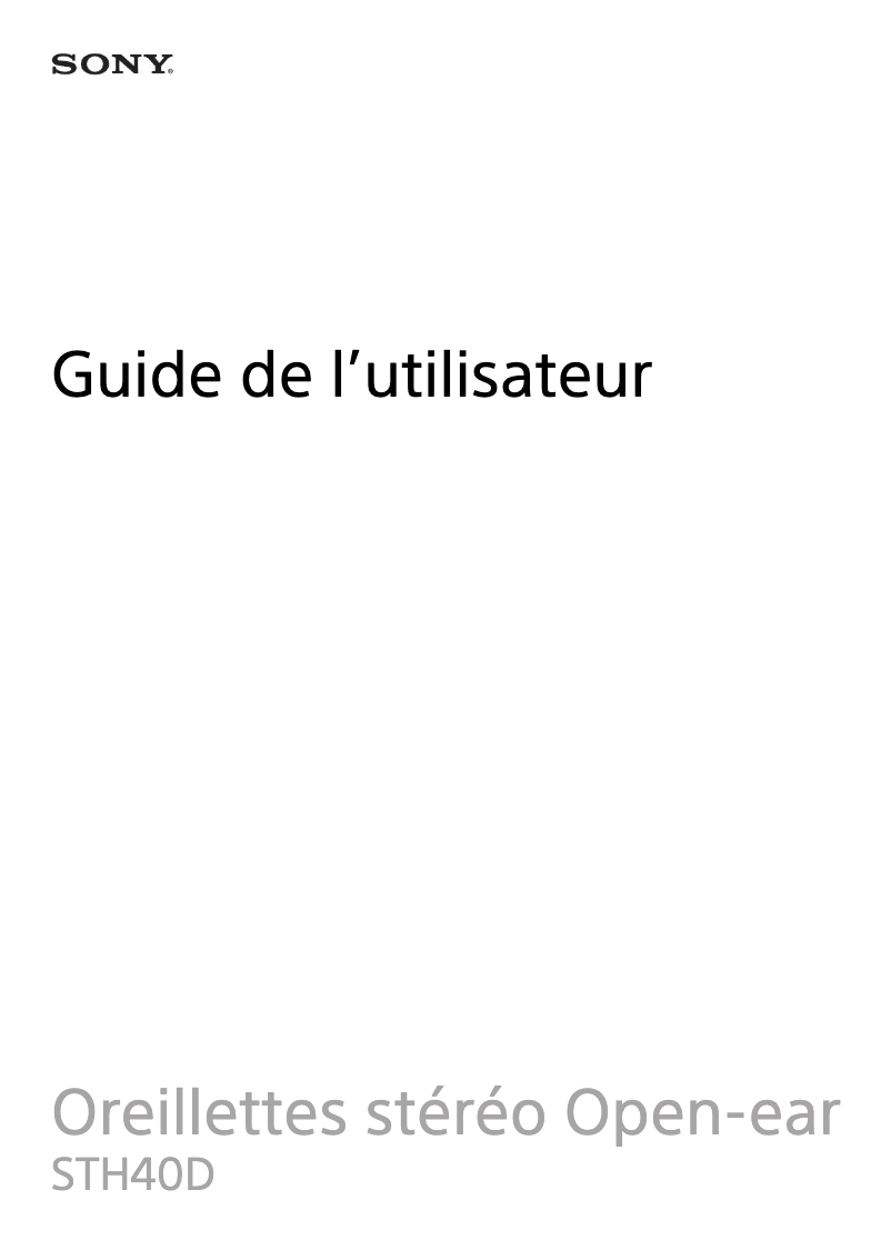 Page 1 de la notice Manuel utilisateur Sony STH40D