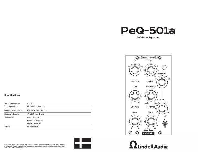 Page n°1 - Manuel utilisateur Lindell Audio PeQ-501a