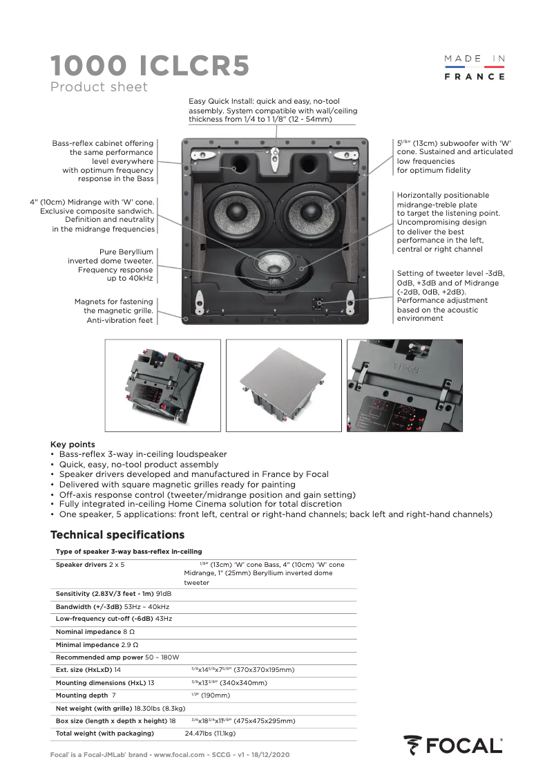 Página 1 del manual Ficha técnica Focal 1000 ICLCR 5