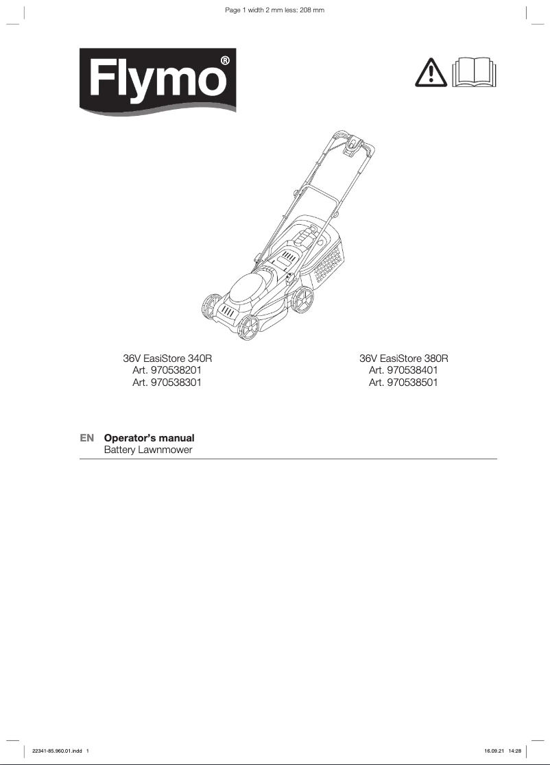 Imagen de la primera página del manual del dispositivo EasiMow 380R