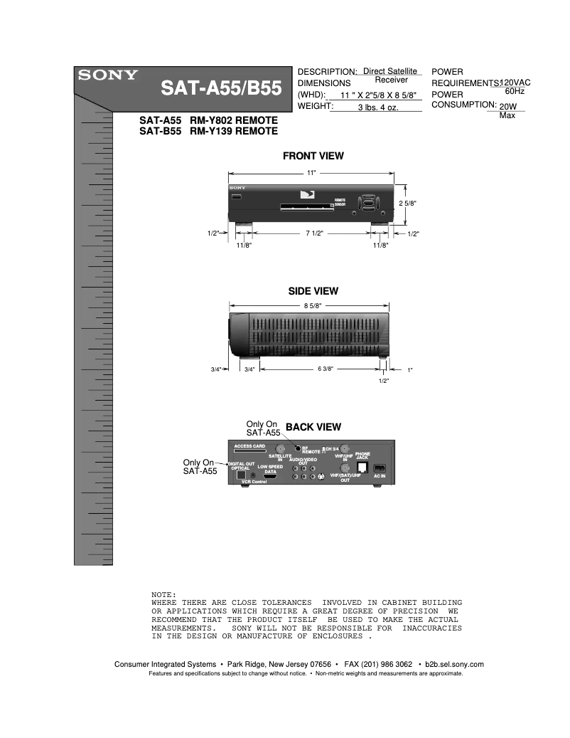 Página 1 del manual Guía de instalación Sony SAT-A55