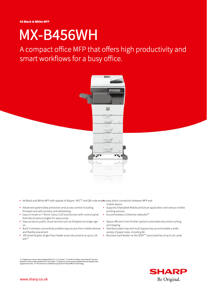 Page n°1 - Fiche technique Sharp MX-B456WH