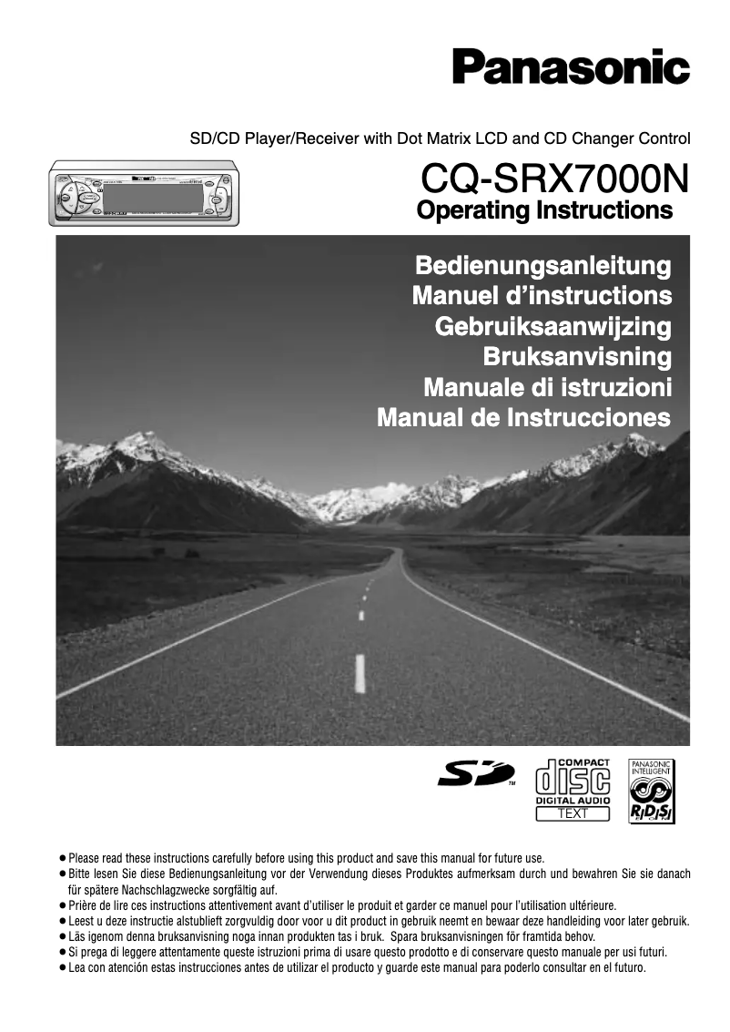 Page 1 de la notice Manuel utilisateur Panasonic CQ-SRX7000N