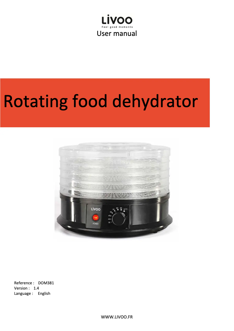 Page 1 de la notice Manuel utilisateur Livoo DOM381