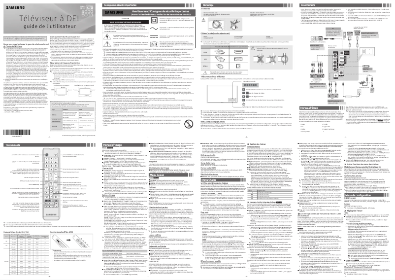 Page 1 de la notice Manuel utilisateur Samsung UN32J5003BF