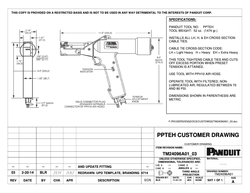 Page n°1 - Dessin technique Panduit PPTEH