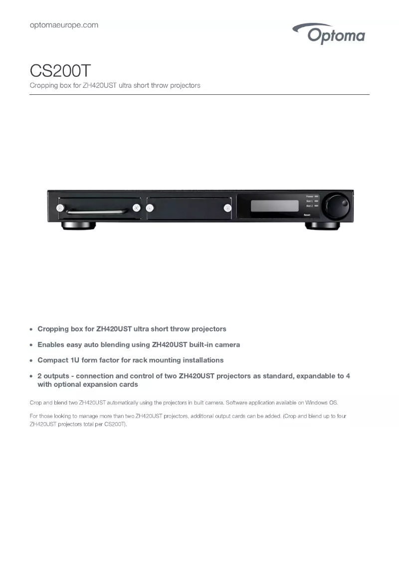 Page 1 de la notice Fiche technique Optoma CS200T