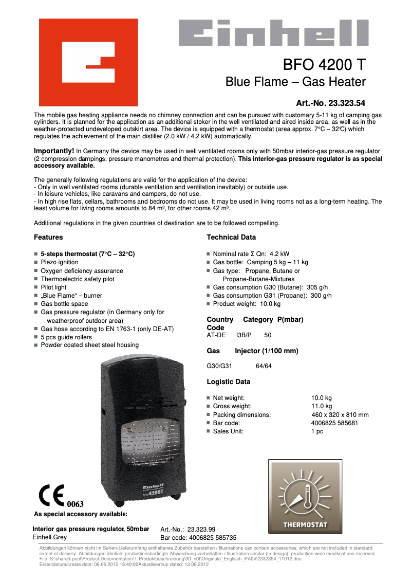 Page n°1 - Manuel utilisateur Einhell BFO 4200 T