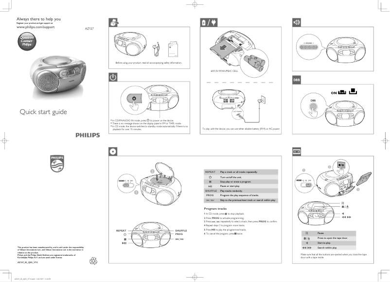 Page n°1 - Guide de démarrage rapide Philips AZ127