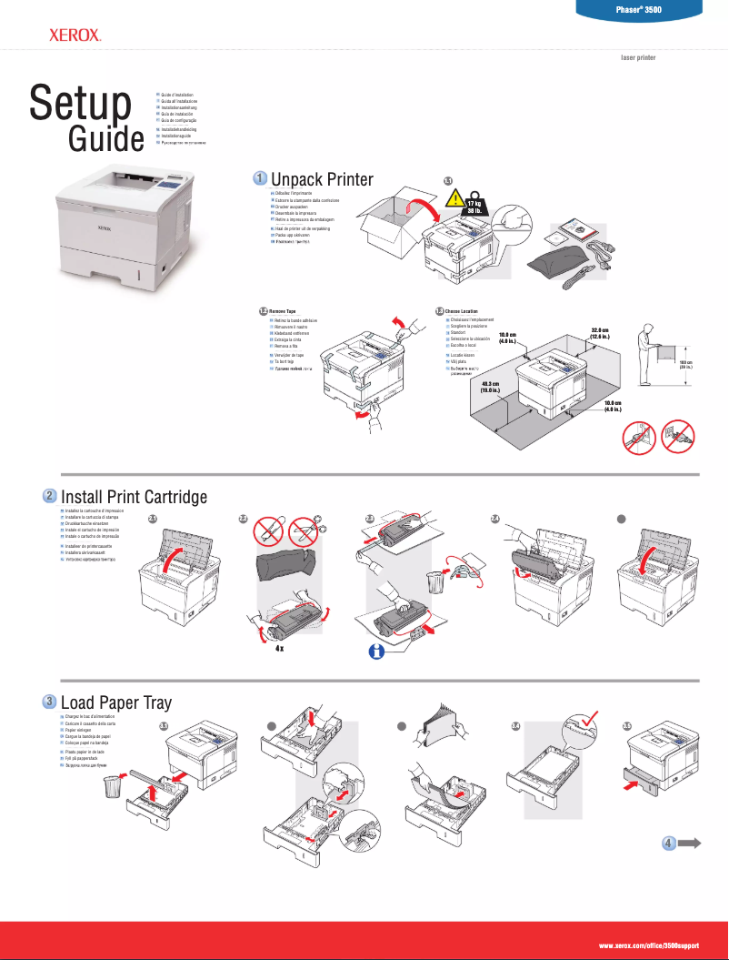 Page 1 de la notice Guide d'installation Xerox Phaser 3500