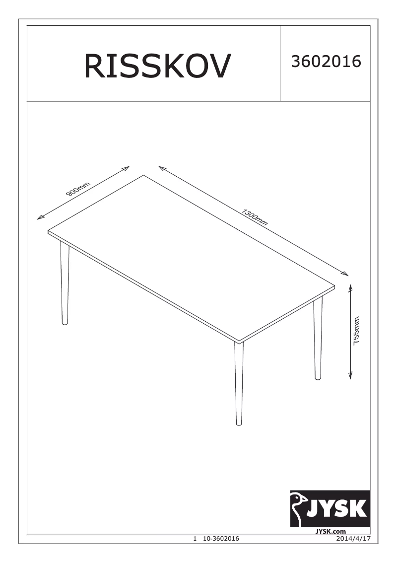 Página 1 del manual Manual de usuario JYSK Risskov (90x180x76)
