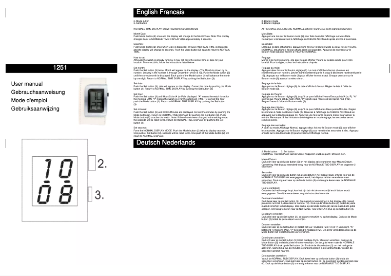 Page n°1 - Manuel utilisateur Davis 1251