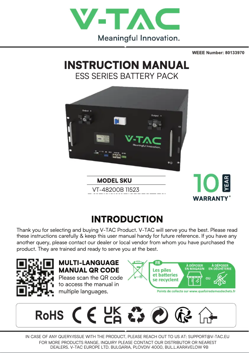 Page n°1 - Manuel utilisateur V-TAC VT-48200B