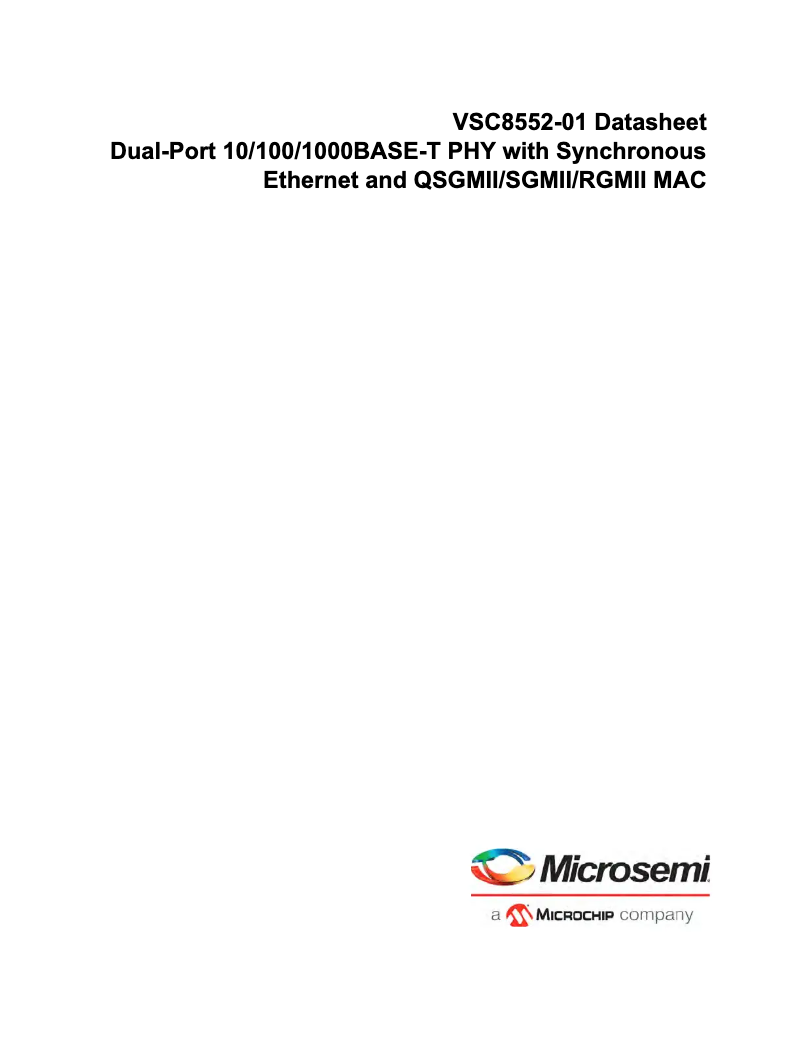 Page 1 de la notice Manuel utilisateur Microchip VSC8552