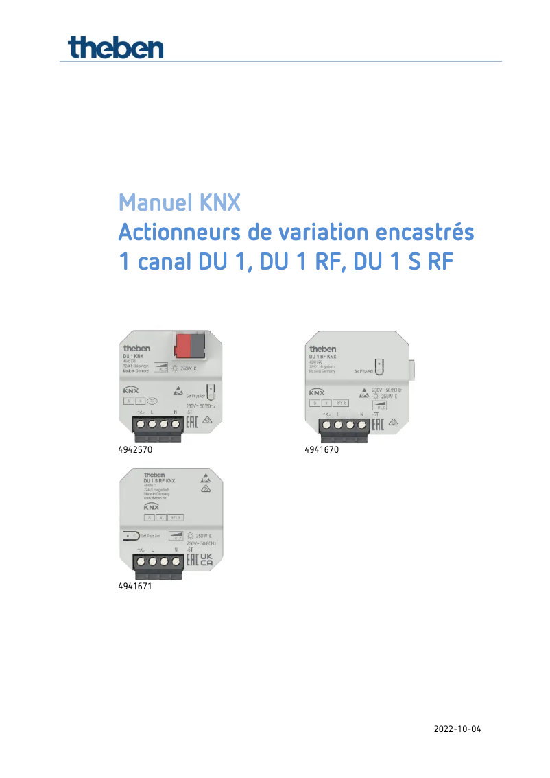 Page n°1 - Manuel utilisateur Theben DU 1 KNX