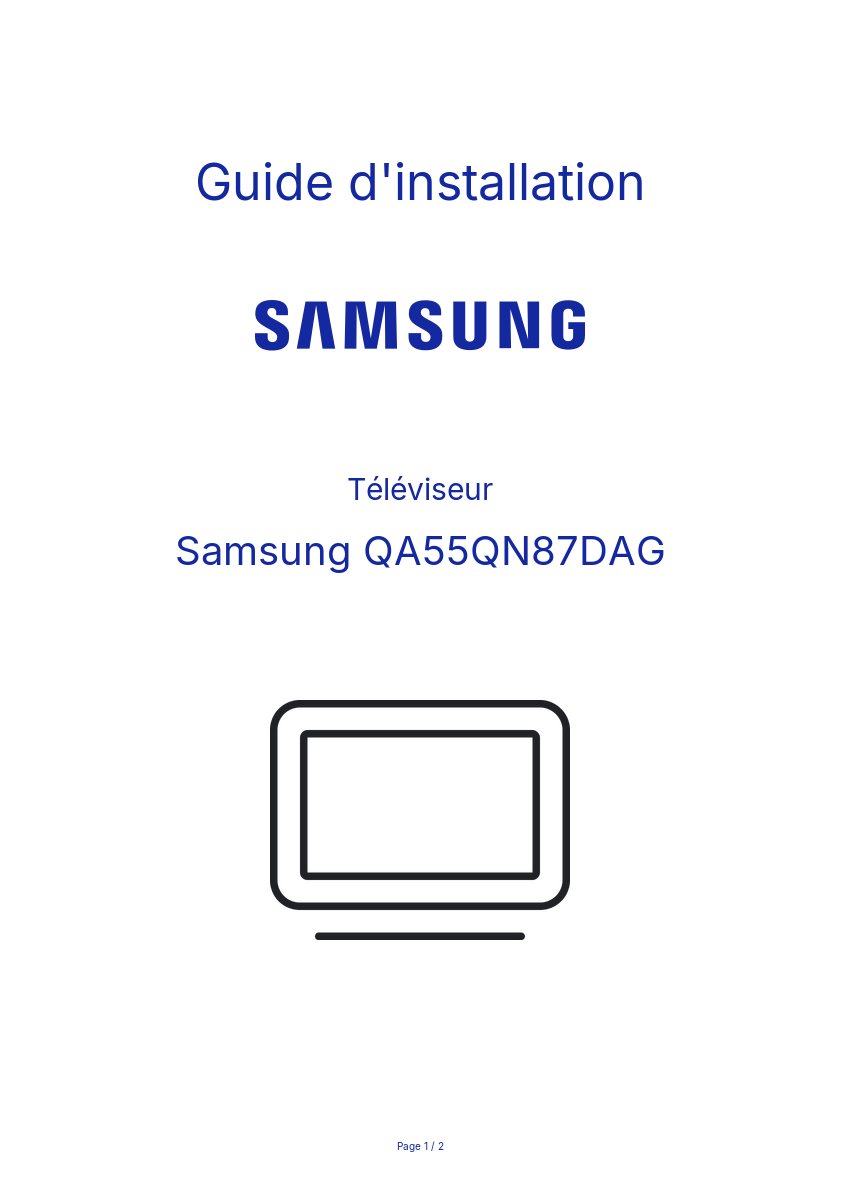 Page n°1 - Guide d'installation Samsung QA55QN87DAG