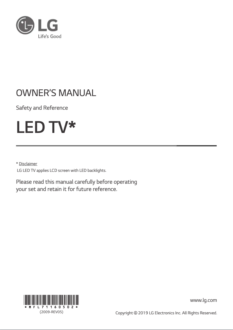Page 1 de la notice Manuel utilisateur LG 82UM7600PTA