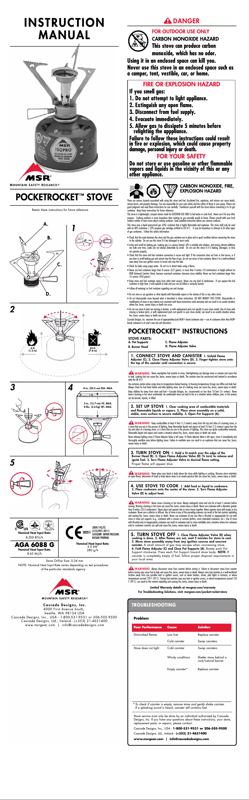 Page 1 de la notice Manuel utilisateur MSR PocketRocket Stove Kit
