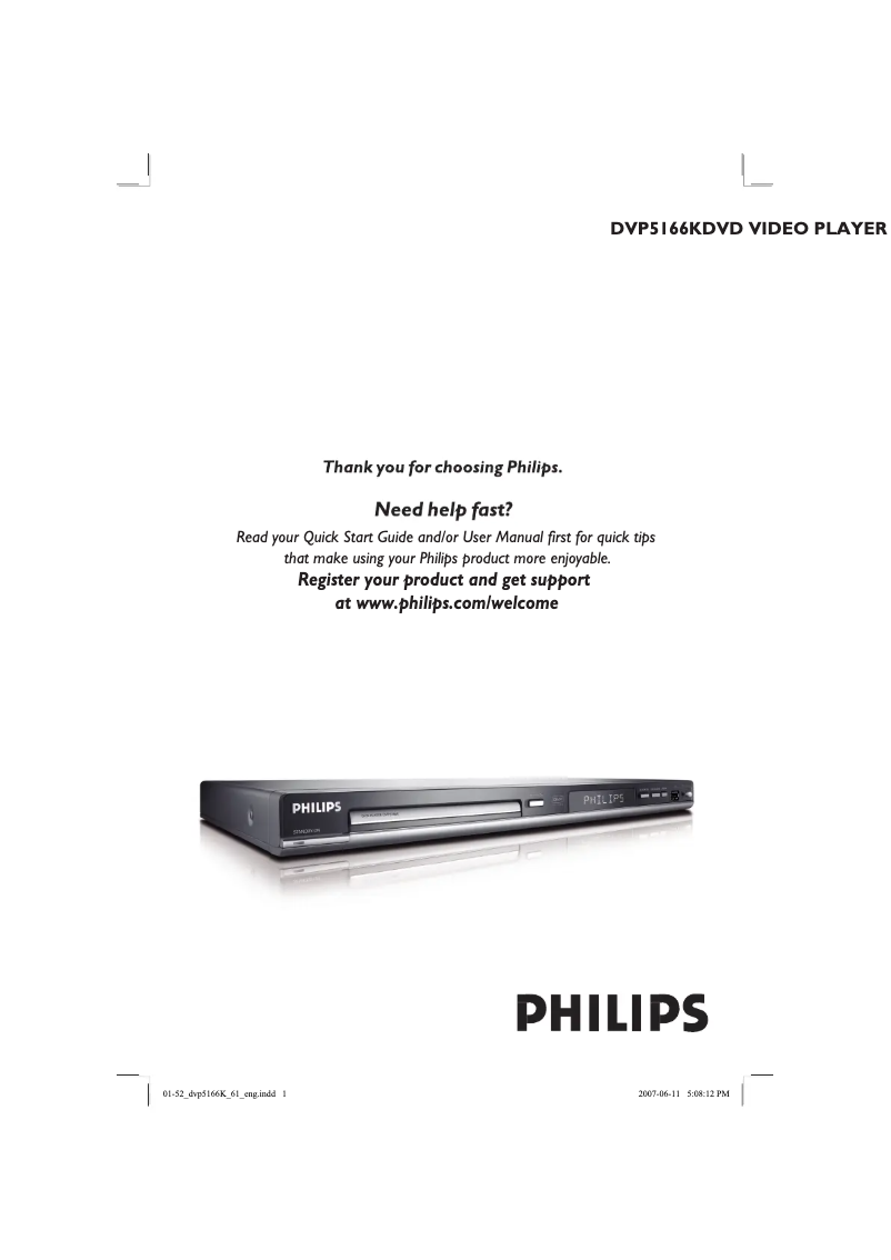Page n°1 - Manuel utilisateur Philips DVP5166K