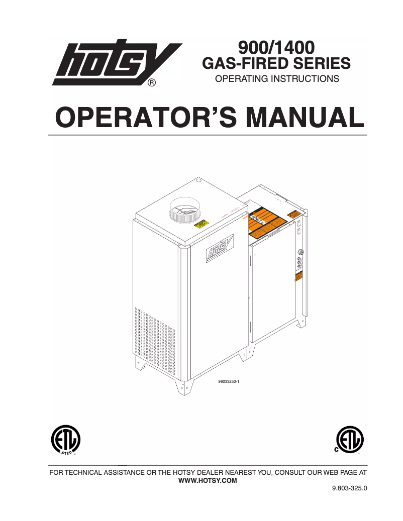 Page 1 de la notice Manuel utilisateur Hotsy 1454N