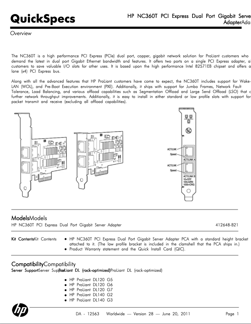 Page 1 de la notice Manuel utilisateur HP 412648R-B21