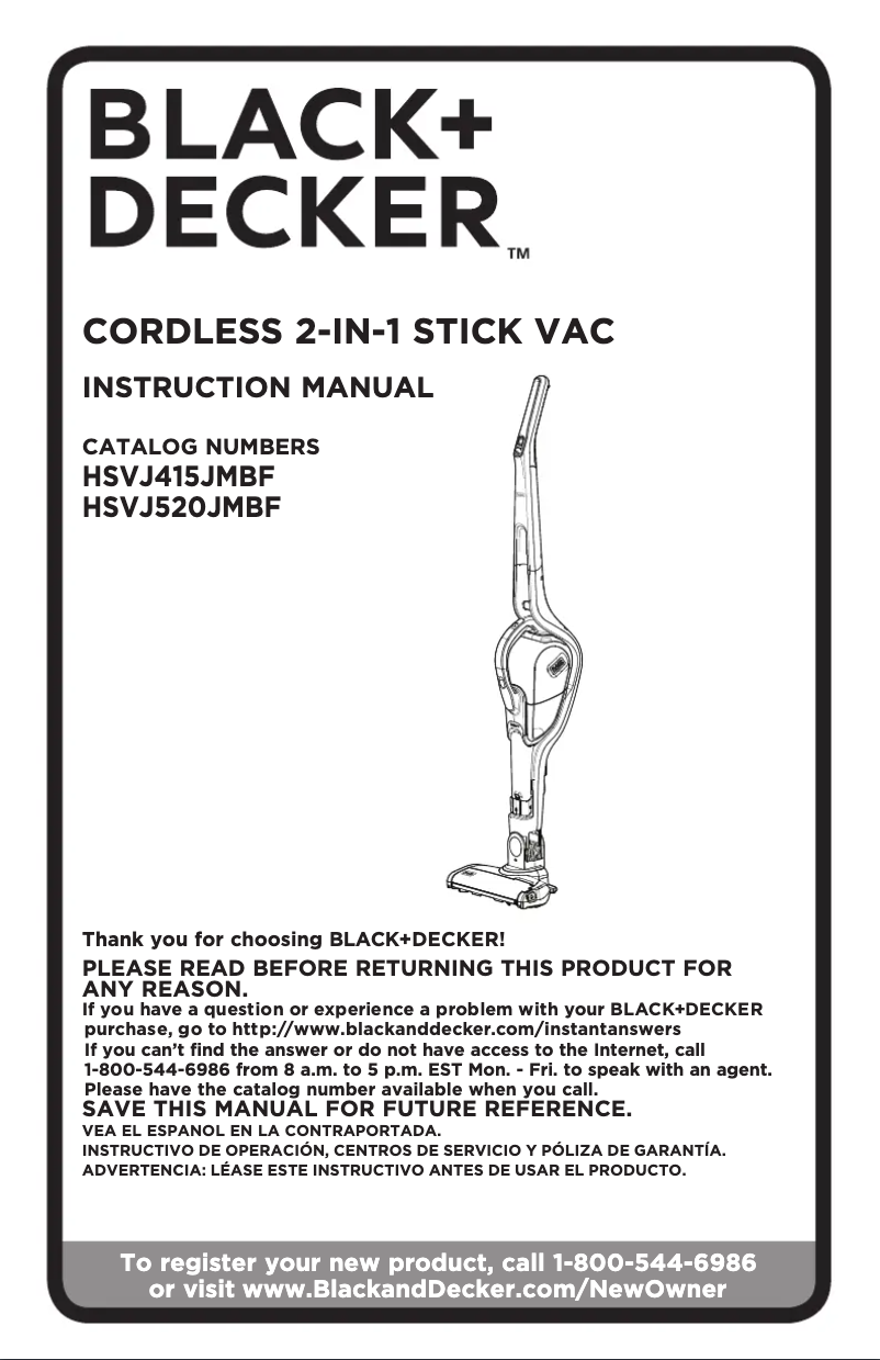 Page n°1 - Manuel utilisateur Black & Decker HSVJ415JMBF71