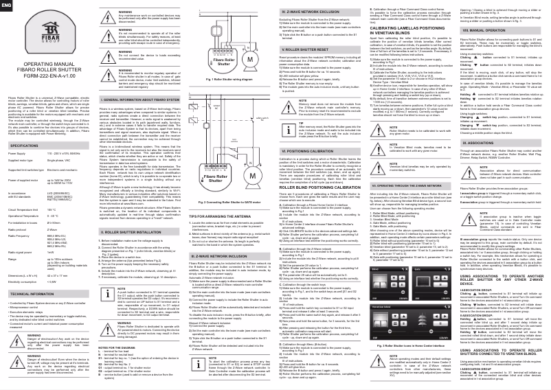 Image de la première page du manuel de l'appareil Roller Shutter FGRM-222