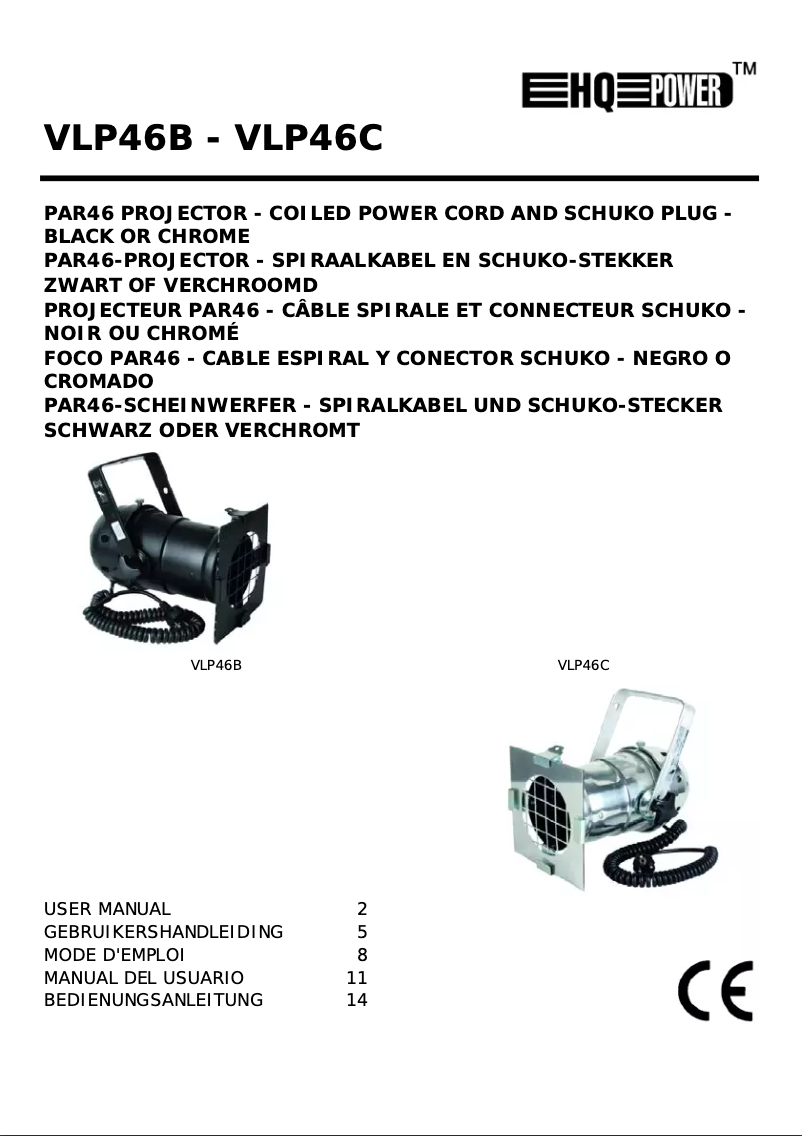 Page n°1 - Manuel utilisateur HQ Power VLP46B