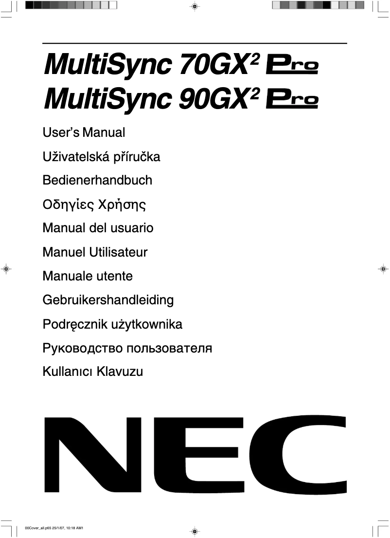 Página 1 del manual Manual de usuario NEC MultiSync 70GX²Pro