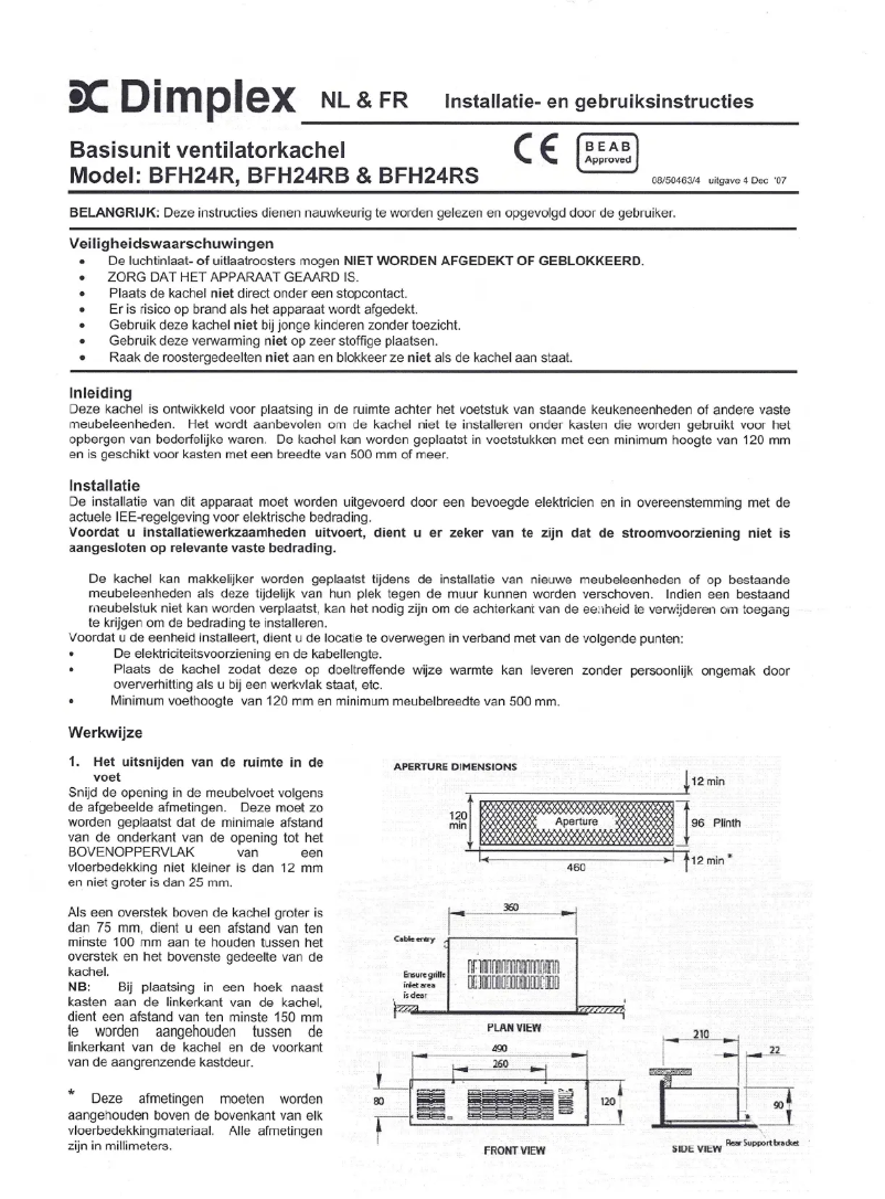 Page n°1 - Manuel utilisateur Dimplex BFH24R