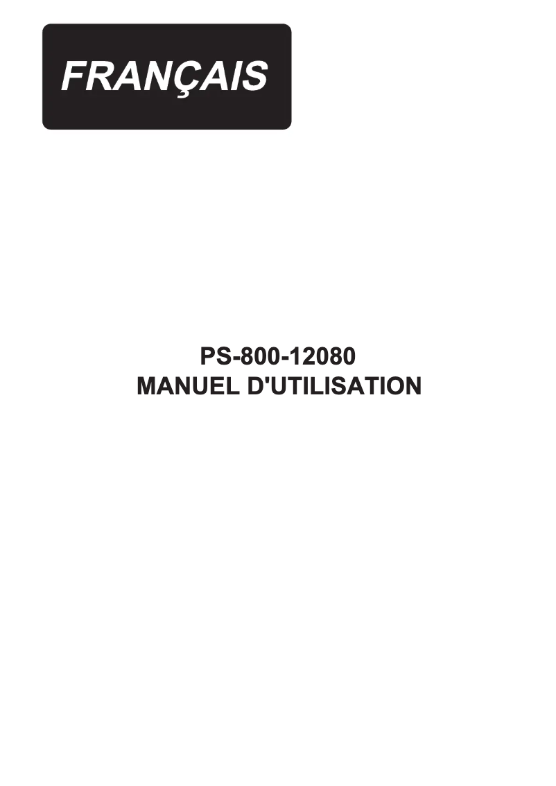 Page n°1 - Manuel utilisateur Juki PS800-12080