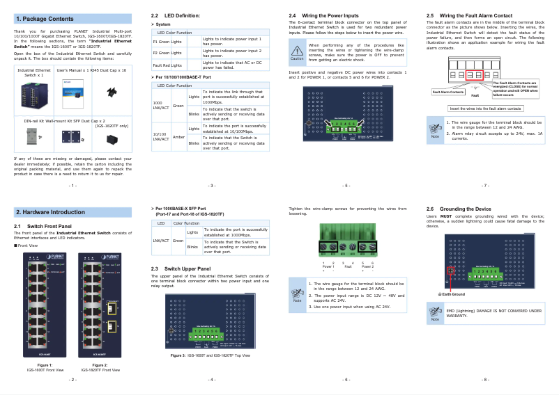 Page 1 de la notice Manuel utilisateur Planet IGS-1820TF