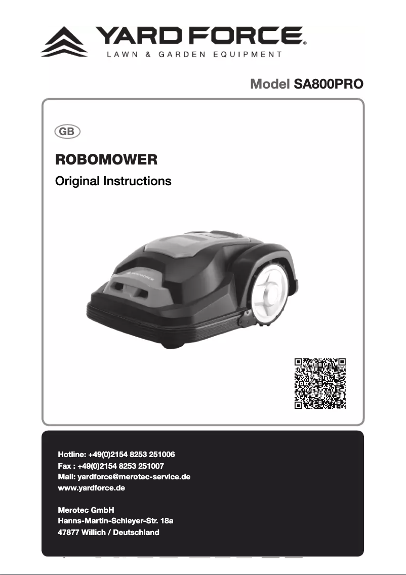 Image de la première page du manuel de l'appareil SA800PRO