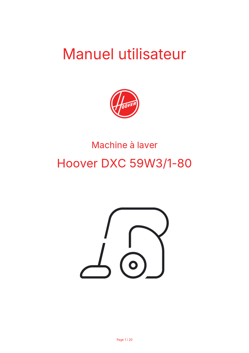 Page n°1 - Manuel utilisateur Hoover DXC 59W3/1-80